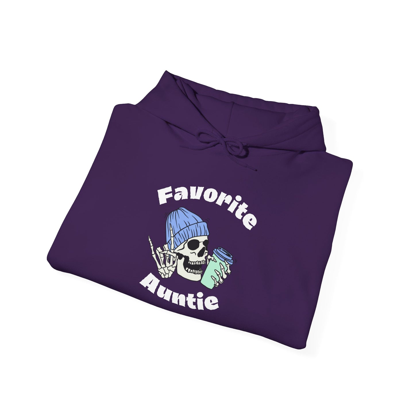 Favorite Auntie Skull drinking coffee Heavy Blend™ Hooded Sweatshirt