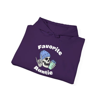 Favorite Auntie Skull drinking coffee Heavy Blend™ Hooded Sweatshirt