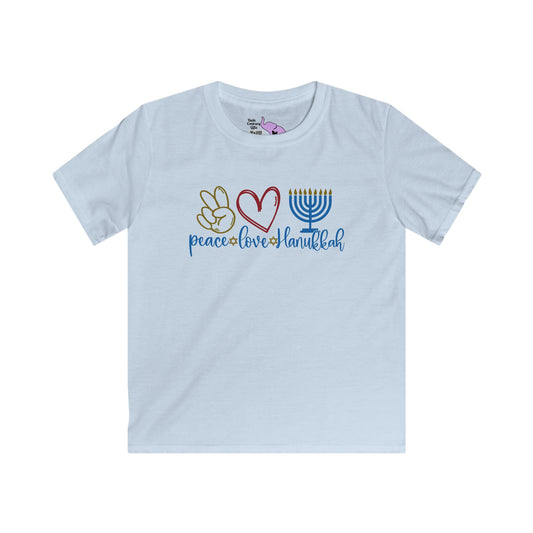 Peace Love Hanukkah Youth Softstyle Tee