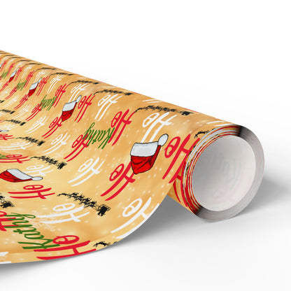 Gold Ho Ho Ho Custom Name Wrapping Paper (Kathy)