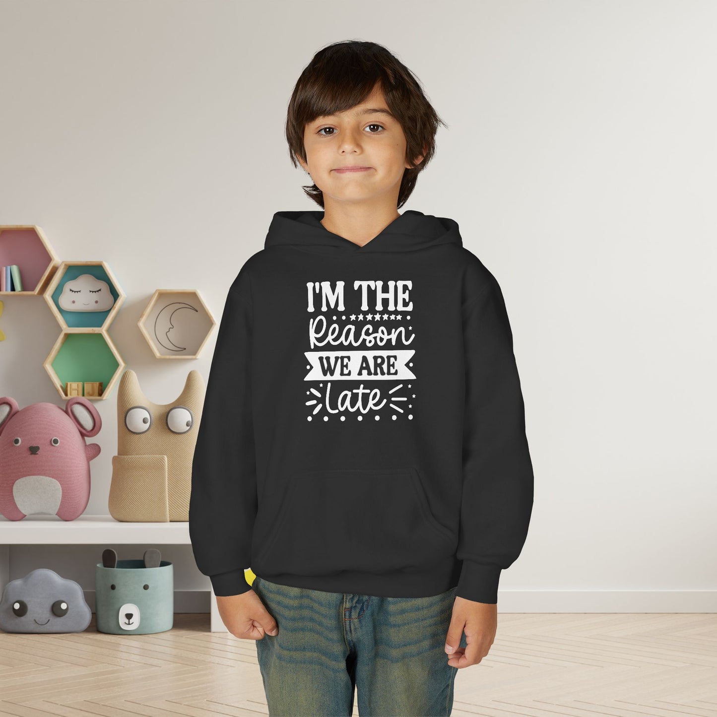 I'm The Reason We Are Late Youth Heavy Blend Hoodie