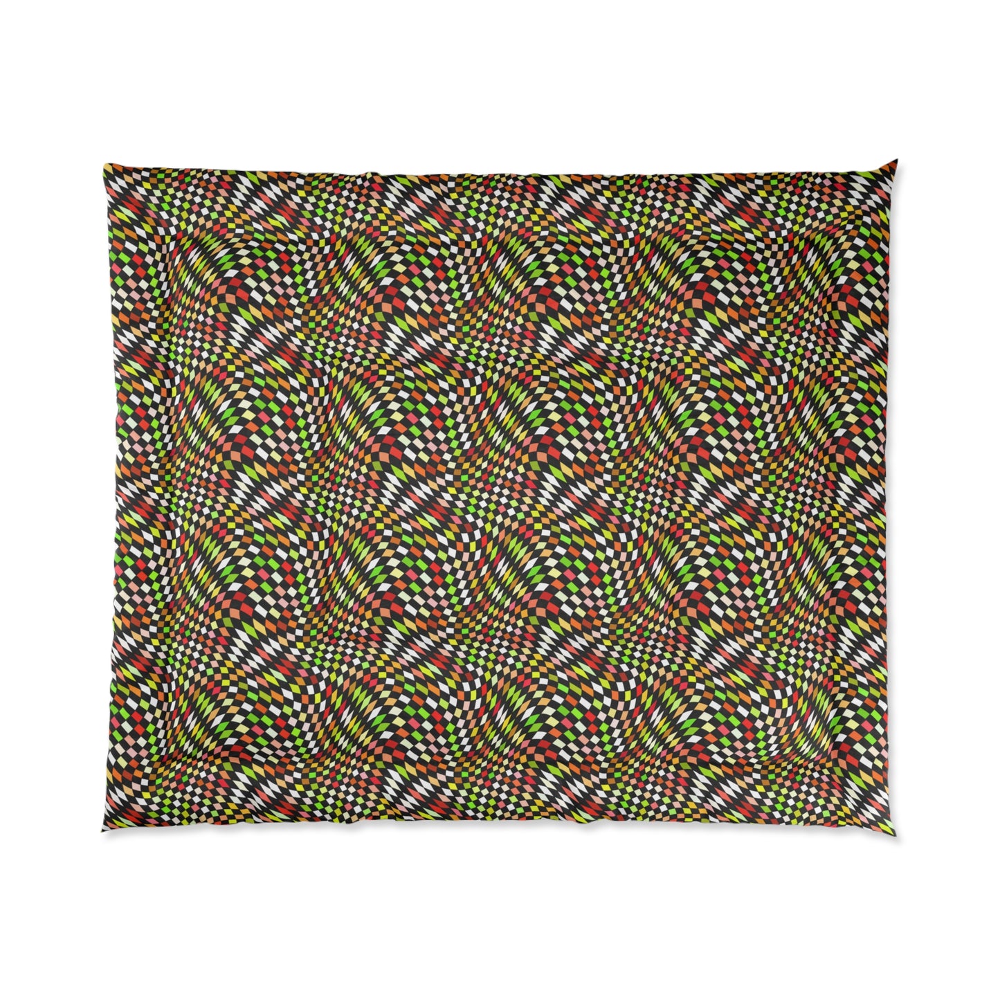 Warped Yellow/Green Checkered Comforter