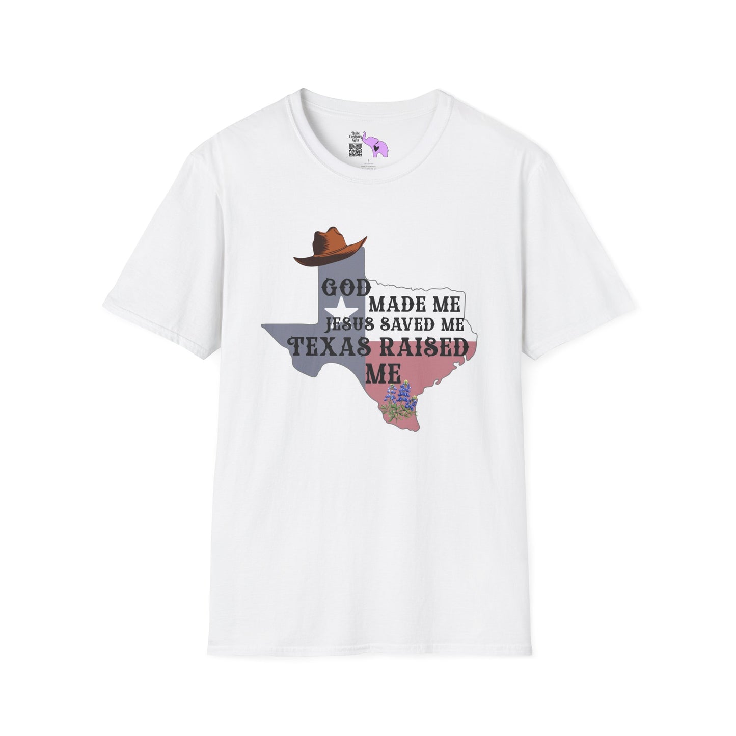 God Made Me Jesus Saved Me Texas Raised Me Adult T-shirt