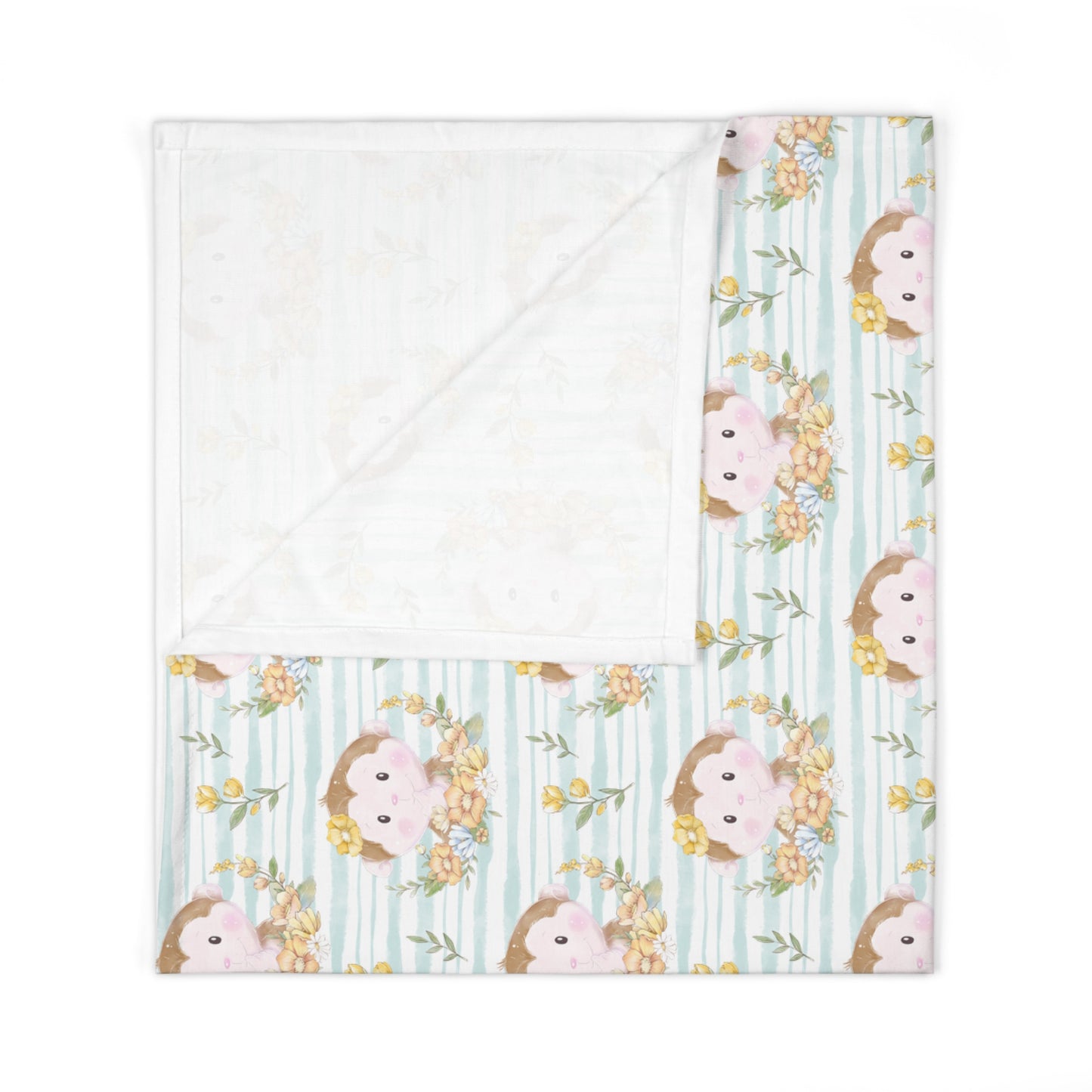 Monkey in Bloom Baby Swaddle Blanket