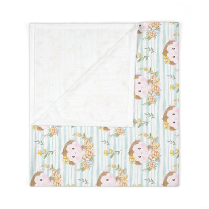 Monkey in Bloom Baby Swaddle Blanket