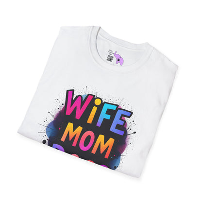 Wife Mom Boss (Primary Colors) Adult T-shirt
