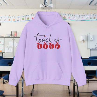 Teacher Life (Apples) Heart Heavy Blend™ Hooded Sweatshirt