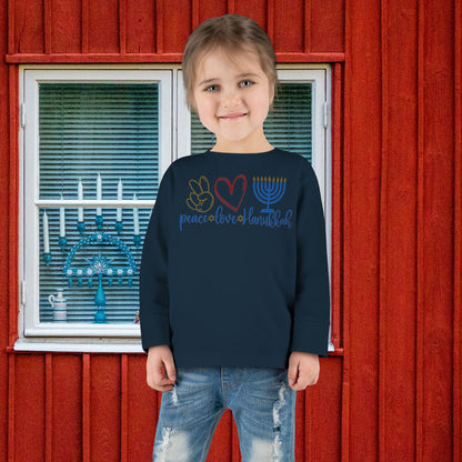 Peace Love Hanukkah Toddler Long Sleeve Tee