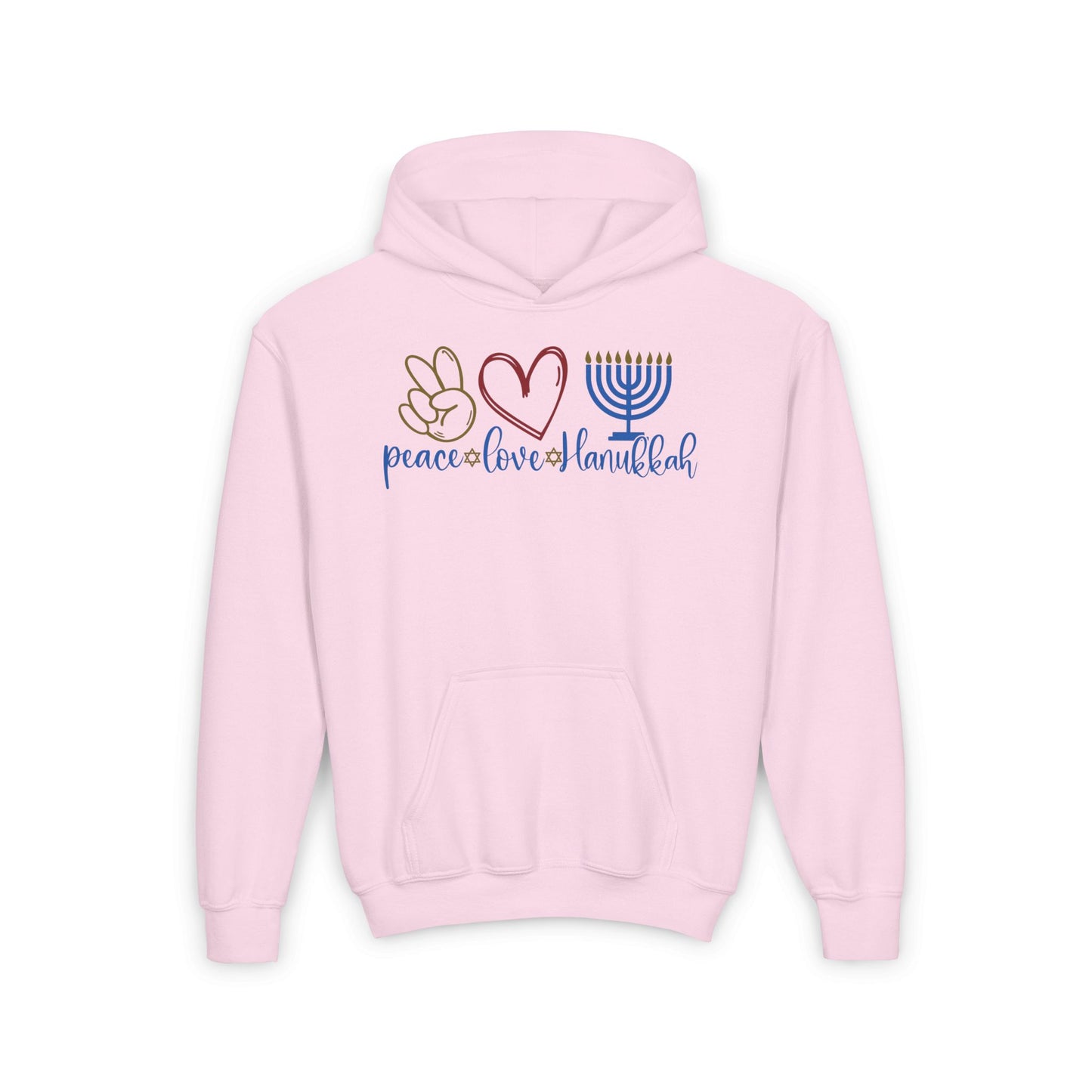Peace Love Hanukkah Youth Heavy Blend Hoodie