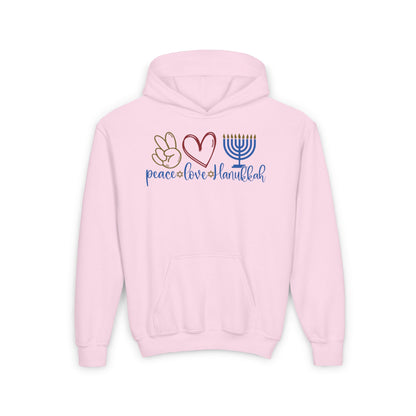Peace Love Hanukkah Youth Heavy Blend Hoodie
