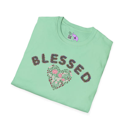 Blessed w/Heart (Floral) Adult T-shirt
