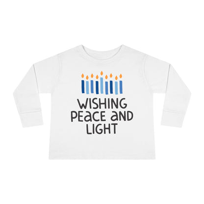 Hanukkah Wishing Peace & Light Toddler Long Sleeve Tee