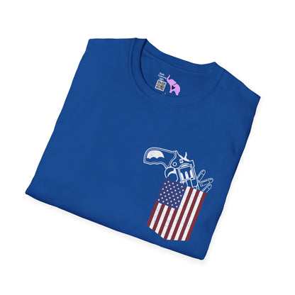 American Flag Pocket Gun Adult T-shirt