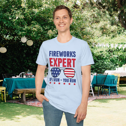 Fireworks Expert If I Run You Run Adult T-shirt