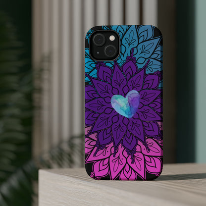 Colorful Mandala w/Heart MagSafe® Compatible Tough Case for iPhone