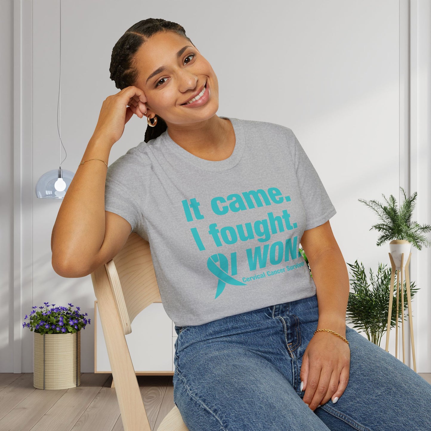It Came I Fought I Won Cervical Cancer Survivor Adult T-shirt