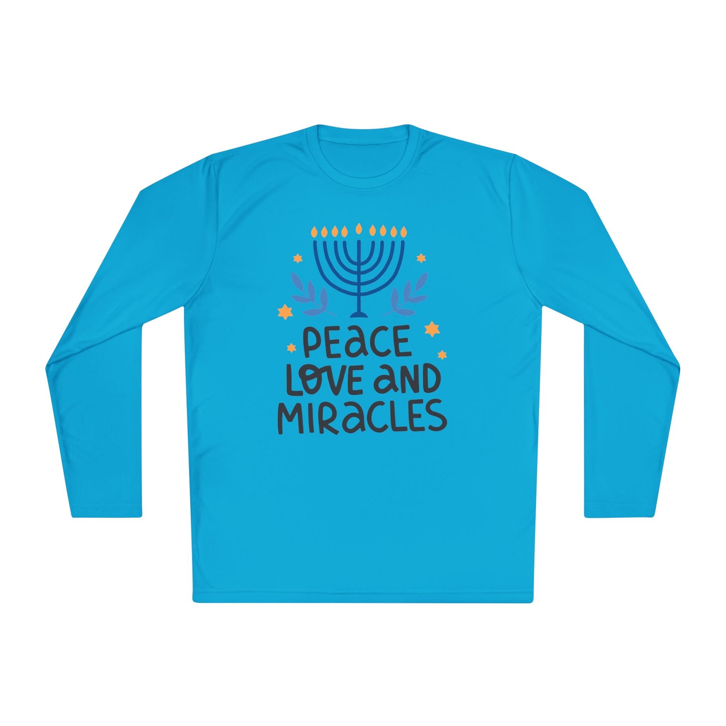 Hanukkah Peace Love & Miracles 1 Adult Long Sleeve Tee