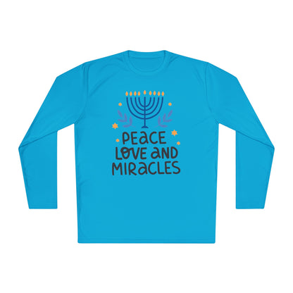 Hanukkah Peace Love & Miracles 1 Adult Long Sleeve Tee