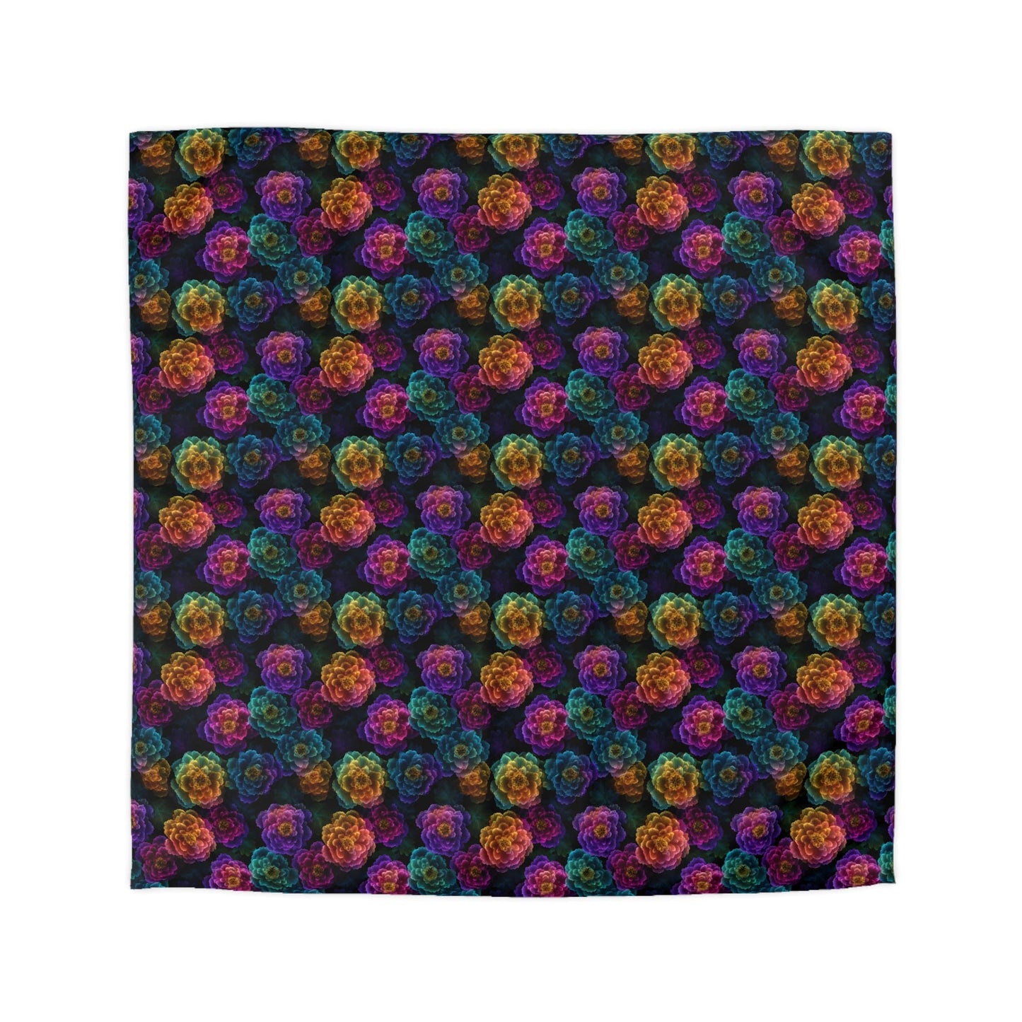 Neon Whisper Blooms Microfiber Duvet Cover