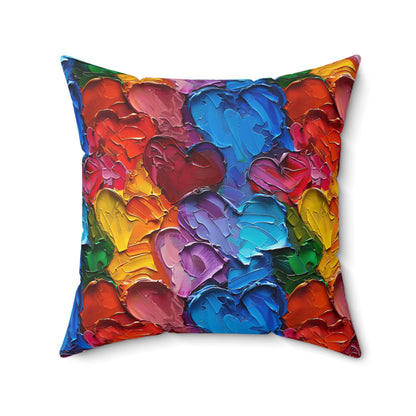 Palette Knife Hearts Throw Pillow