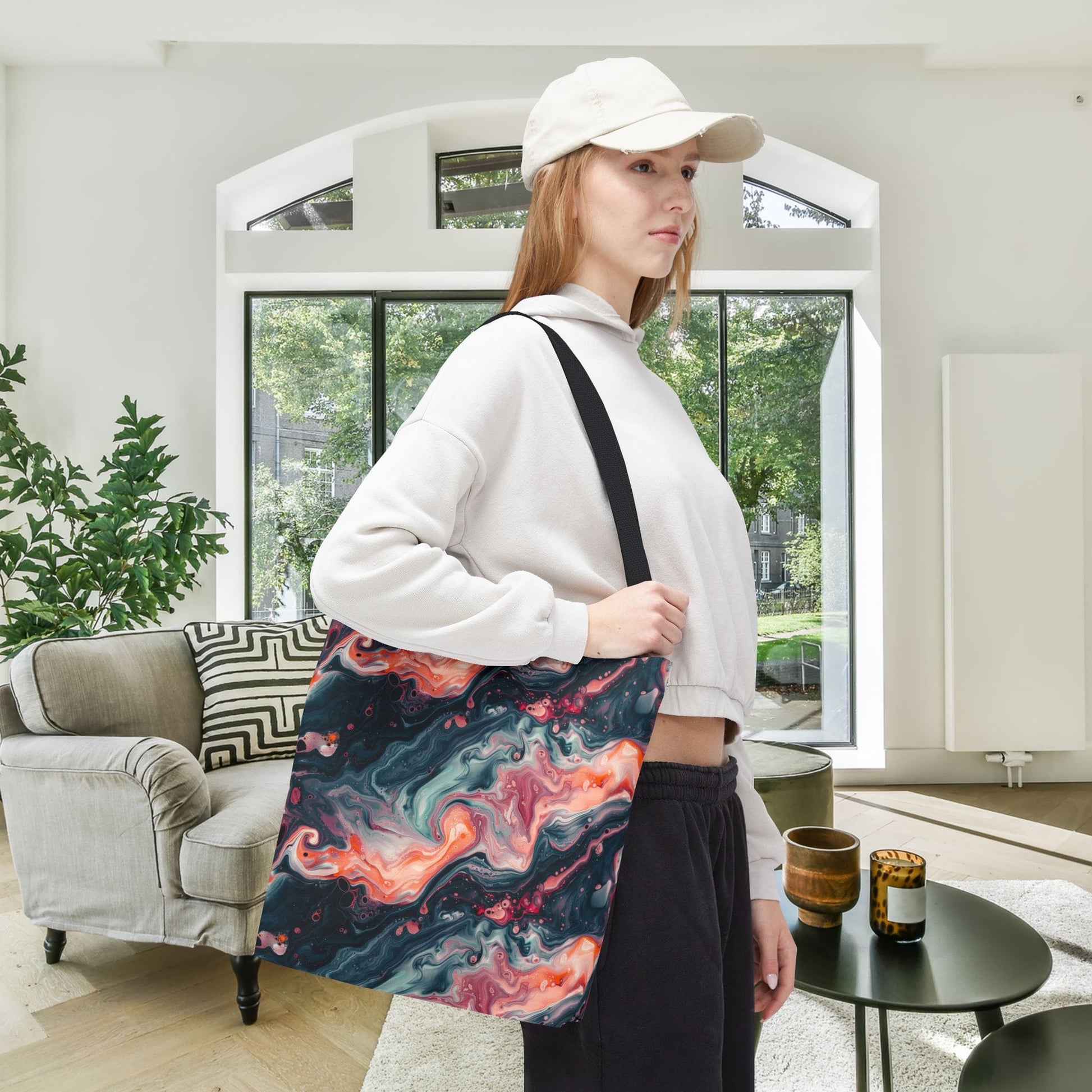 Pink Venom Marble Canvas Tote Bag