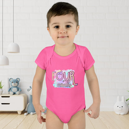 Pastel Wild One Milestone Baby Bodysuit-Four Months