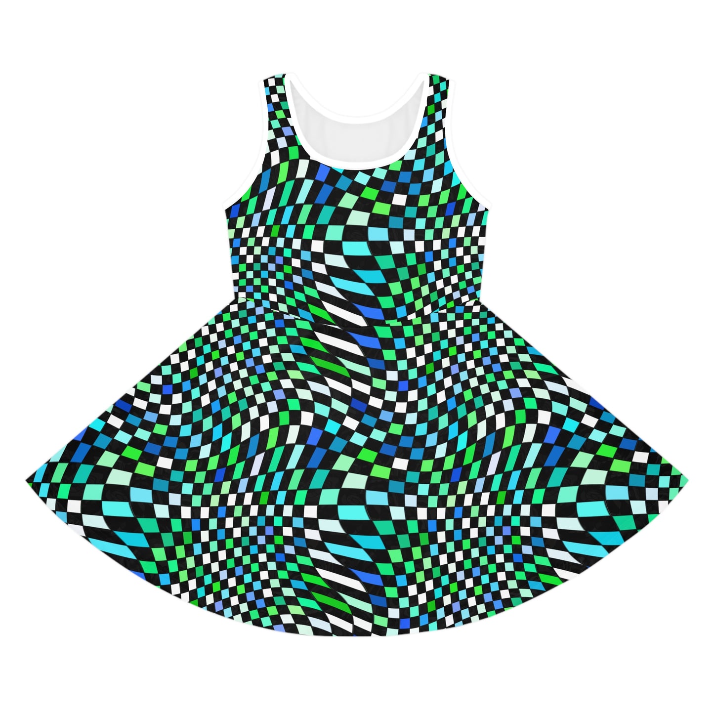 Warped Green Checkered Girls Sundress