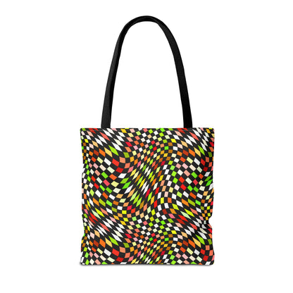 Warped Yellow/Green Checkered Canvas Tote Bag