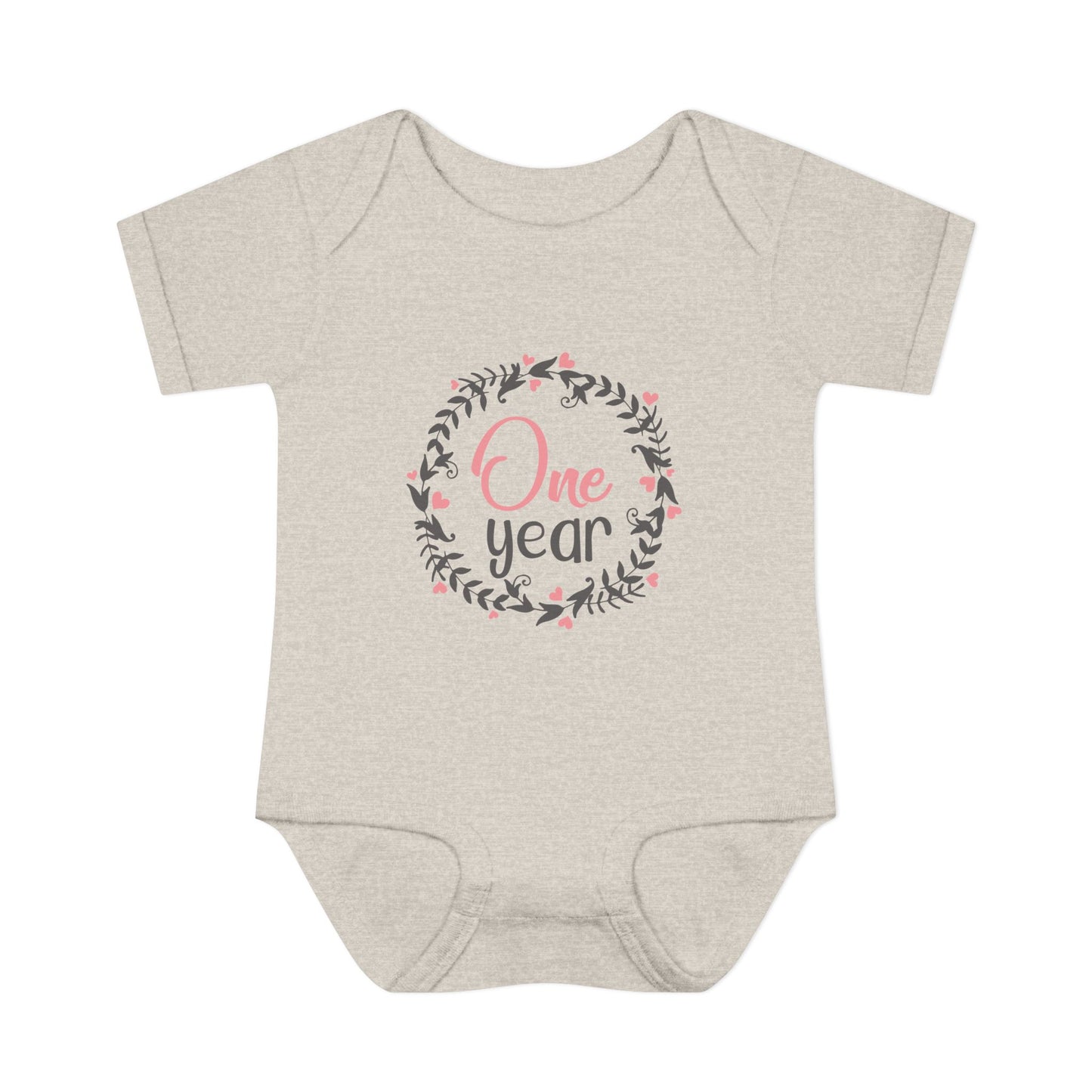 Pink Milestone Wreath Onesie-One Year