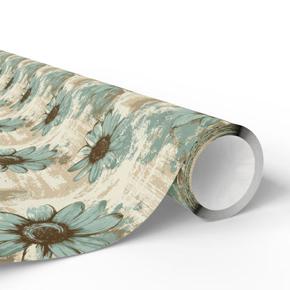 Rustic Teal Daisy Wrapping Paper