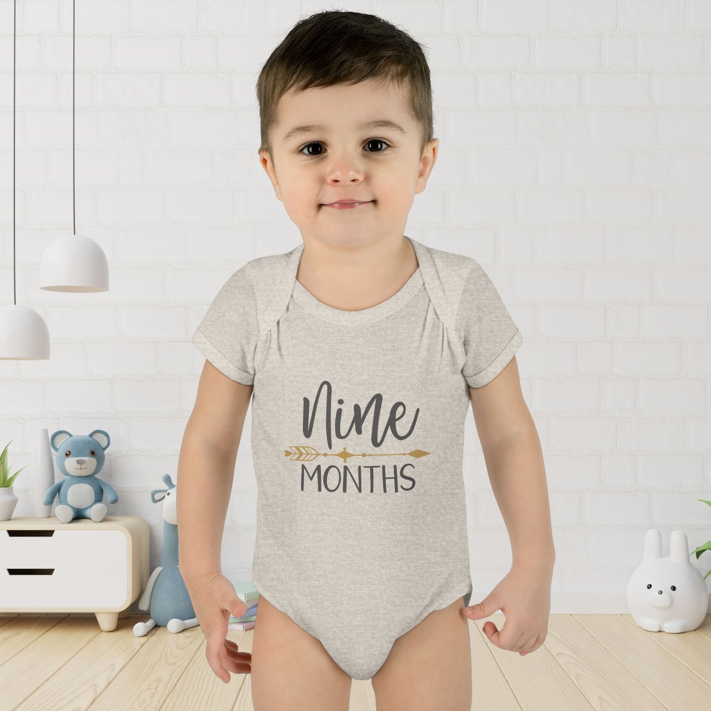 Golden Arrow Milestone Baby Bodysuit-Nine Months