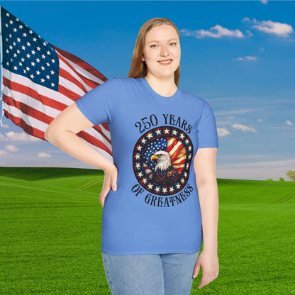 250 Years of Greatness (Stained Glass Eagle) Adult T-shirt