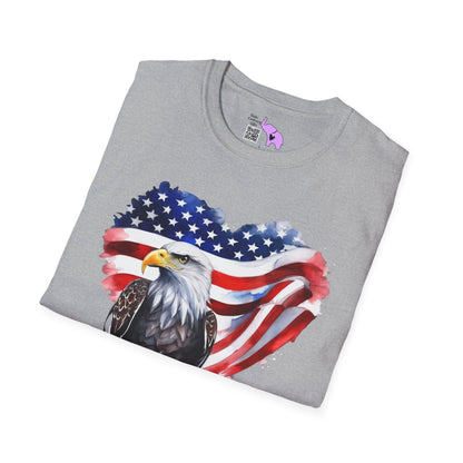 American Flag Heart w/Eagle Adult T-shirt
