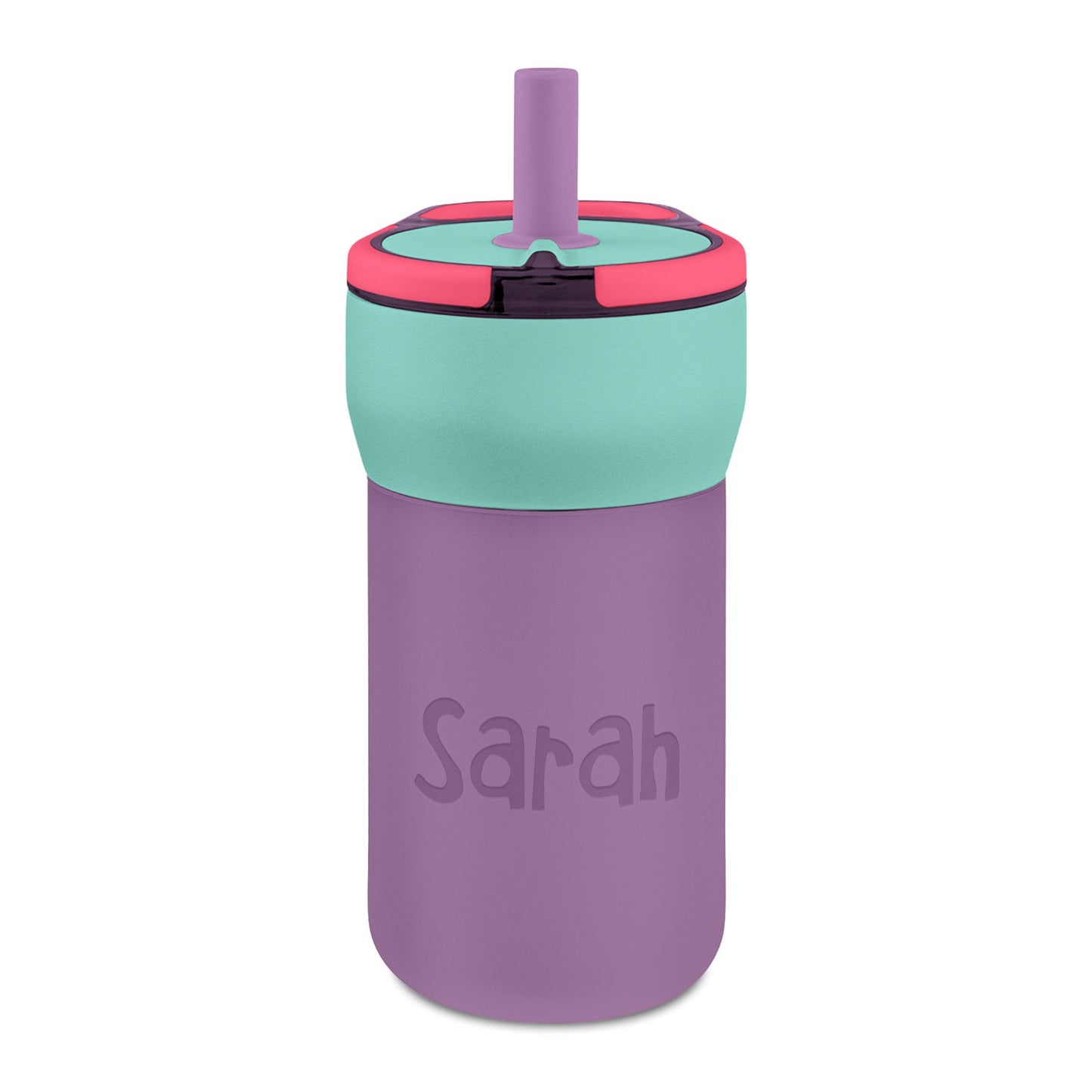 Personalized Kids 12oz Leakproof Straw Tumbler — Engraved Name Water Bottle