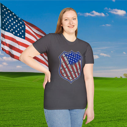 Badge-Shaped American Flag w/States Adult T-Shirt
