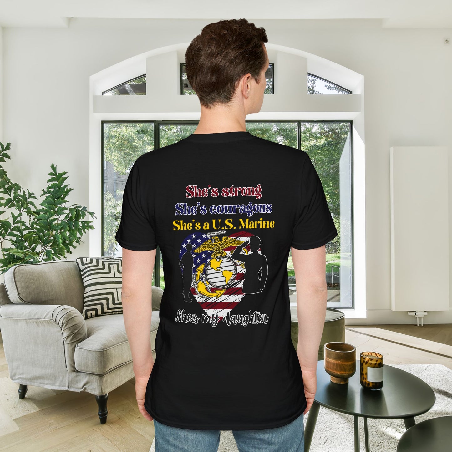 Proud Dad of US  Marine Daughter Adult T-shirt