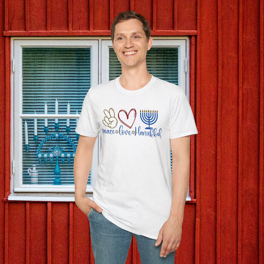 Peace Love Hanukkah Adult T-shirt