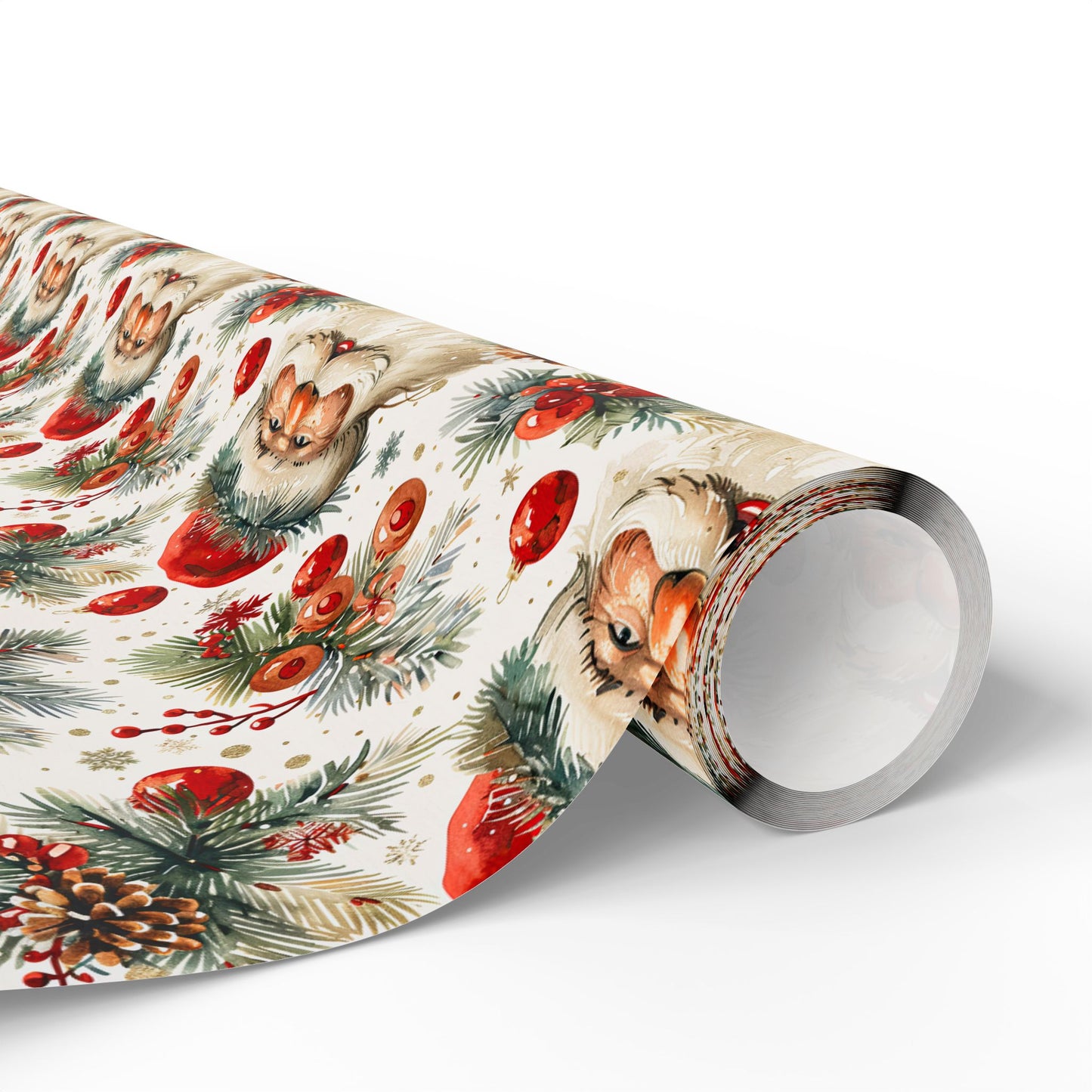 Festive Santa & Holly Blooms Wrapping Paper