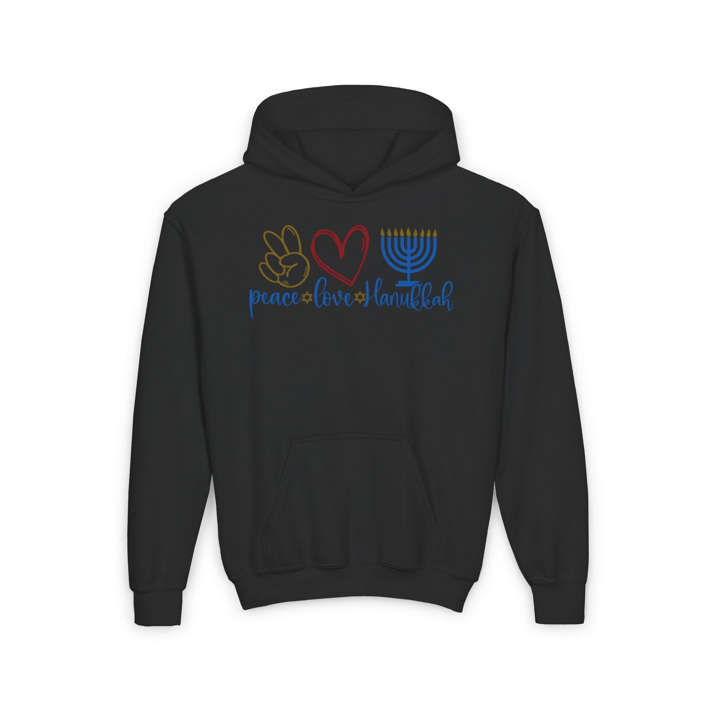 Peace Love Hanukkah Youth Heavy Blend Hoodie