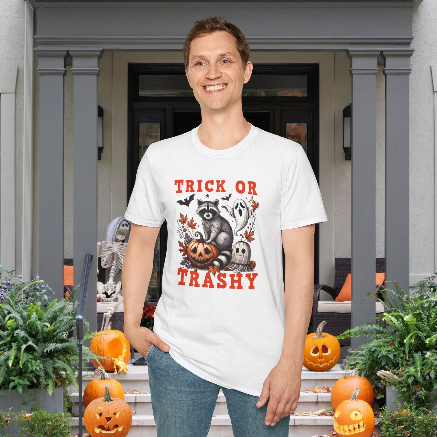Trick or Trashy Racoon Adult T-shirt