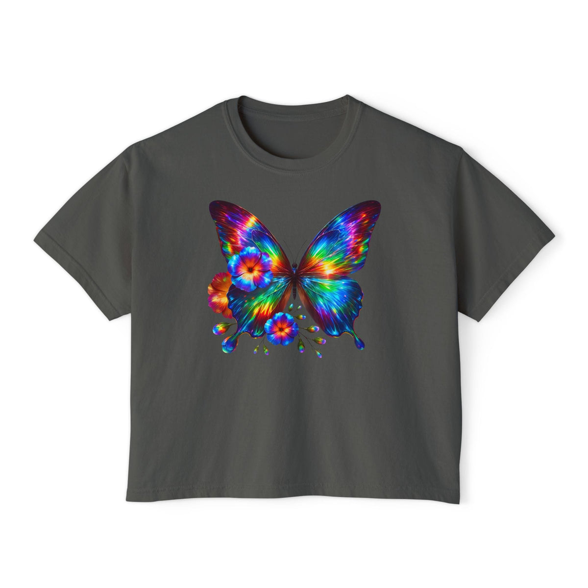 Colorful Butterfly & Flowers Women's Boxy Tee