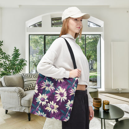 Twilight Daisy Meadow Canvas Tote Bag