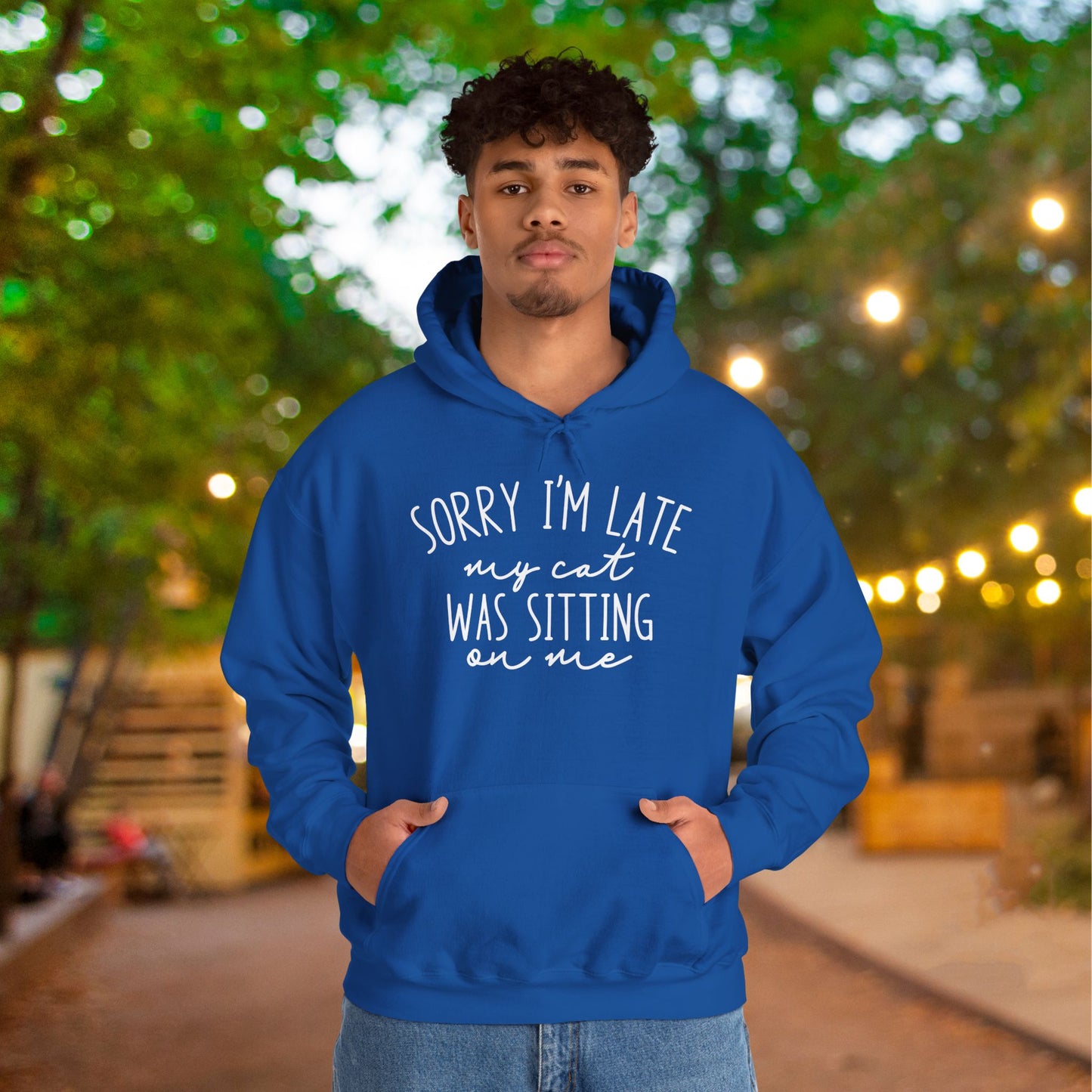 Sorry I'm Late My Cat Was Sitting On Me Heavy Blend™ Hooded Sweatshirt