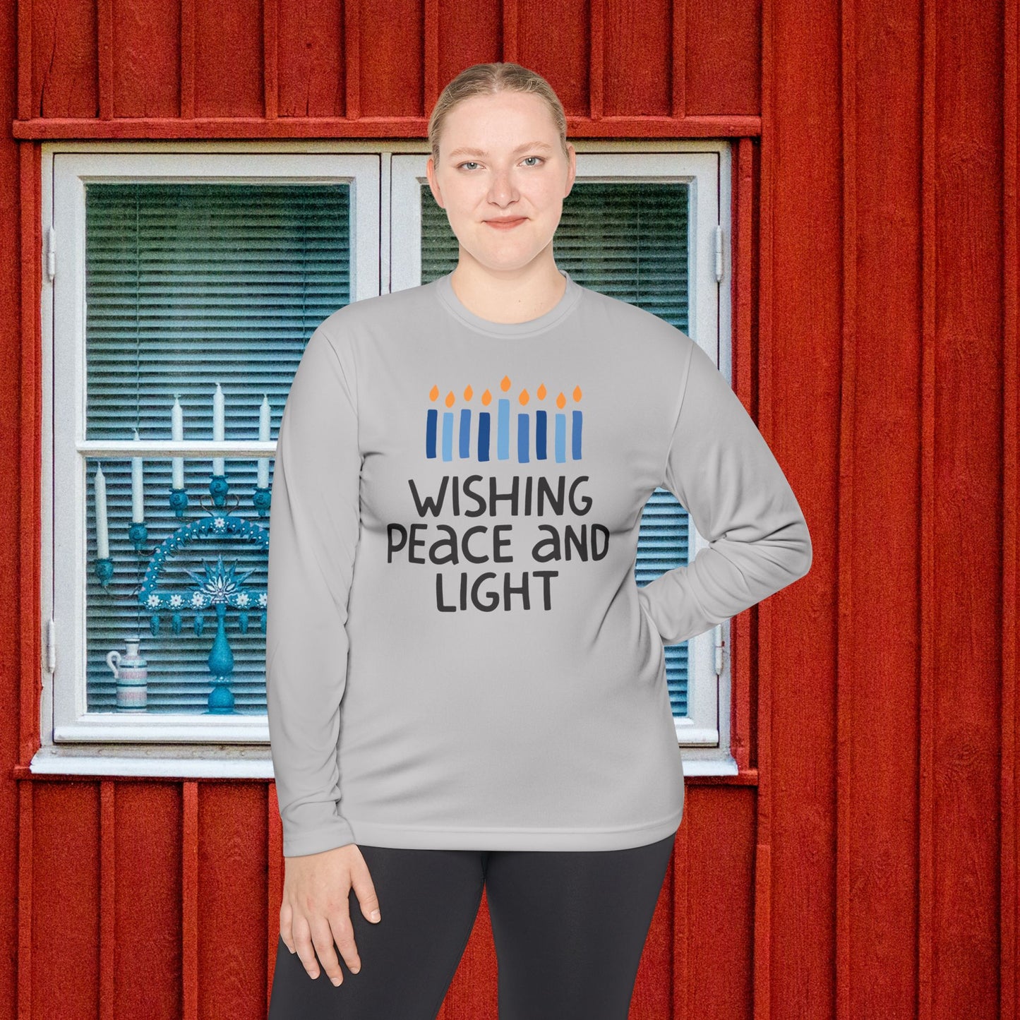 Hanukkah Wishing Peace & Light Adult Long Sleeve Tee