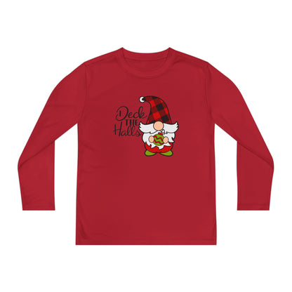 Deck the Halls Plaid Gnome Youth Long Sleeve Tee