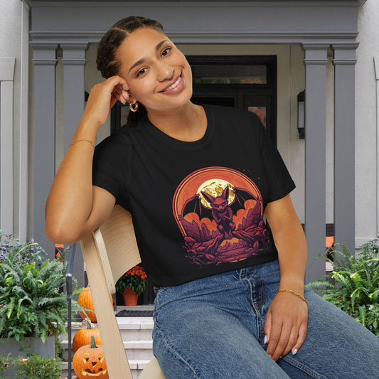 Creepy Bats Over Moon 9 Adult T-shirt