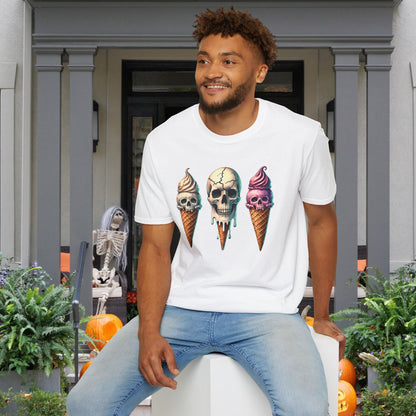 Ice Cream Cone Skull Adult T-shirt