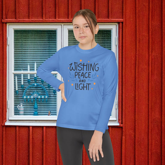 Hanukkah Wishing Peace & Light 3 Youth Long Sleeve Tee