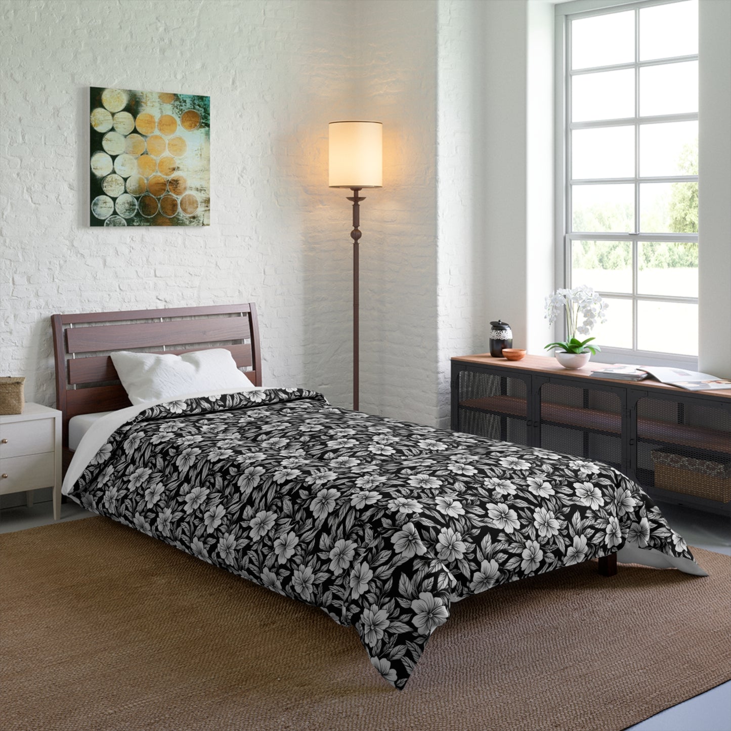 Monochrome Paradise Bloom Comforter