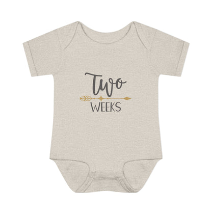 Golden Arrow Milestone Baby Bodysuit-Two Weeks